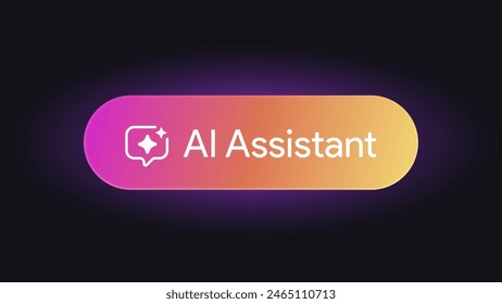 AI assistant button. Generate text, image, video tool. LLM chat bot. Artificial intelligence icon. Vector illustration. 