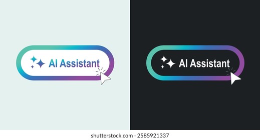 AI Assistant buttons. Artificial intelligence and Machine learning technology concept. command prompt to generate ideas. Neumorphism style. Vector illustration.