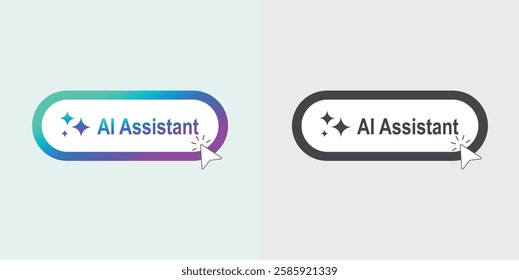 AI Assistant buttons. Artificial intelligence and Machine learning technology concept. command prompt to generate ideas. Neumorphism style. Vector illustration.
