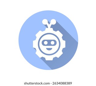 AI assistant flat icon. Simple illustration with long shadow for graphic and web design.