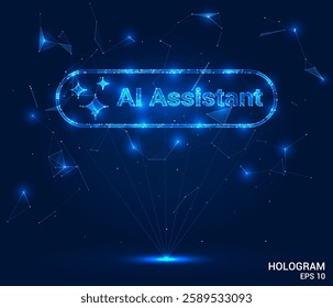 AI Assistant hologram. AI Assistant is made of polygons, triangles, dots, and lines. AI Assistant is a low-poly compound structure. Technology concept vector.