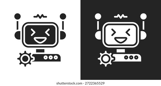 Icono asistente AI en estilo de glifo blanco y negro
