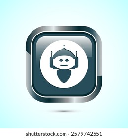AI assistant icon design illustration. Digital or virtual assistant sign, Robot icon, Gray color square button design