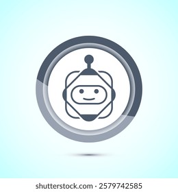 AI assistant icon design illustration. Digital or virtual assistant sign, Robot icon, Gray color button design