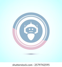 AI assistant icon design illustration. Digital or virtual assistant sign, Robot icon, Pastel color button design