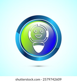 AI assistant icon design illustration. Digital or virtual assistant sign, Robot icon, Glossy round button design