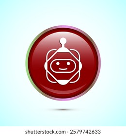 AI assistant icon design illustration. Digital or virtual assistant sign, Robot icon, Red color round button design