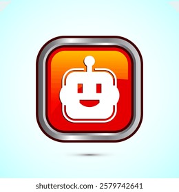 AI assistant icon design illustration. Digital or virtual assistant sign, Robot icon, Orange color square button design