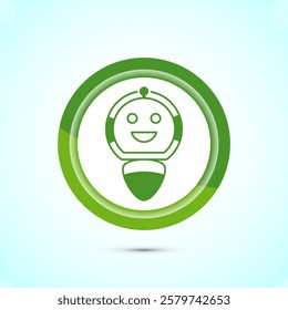 AI assistant icon design illustration. Digital or virtual assistant sign, Robot icon, Green color button design