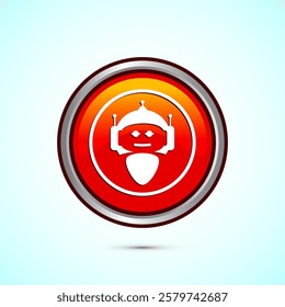 AI assistant icon design illustration. Digital or virtual assistant sign, Robot icon, Orange color round button design