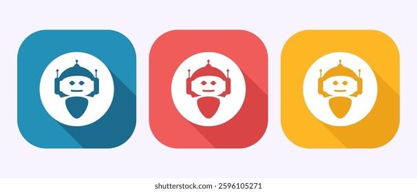 AI assistant icon design illustration. Digital or virtual assistant sign, Robot icon in shadow button design.