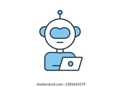 ai assistant icon. icon related to device, artificial intelligence. flat line icon style. simple vector design editable