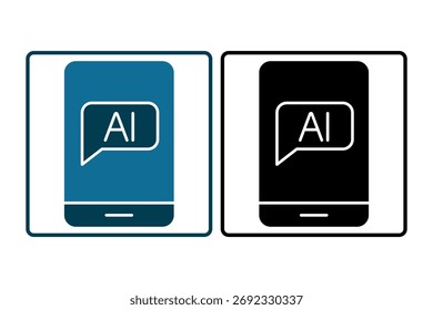 AI Assistant Icon. Icon related to Technology. Solid icon style. Simple vector design editable