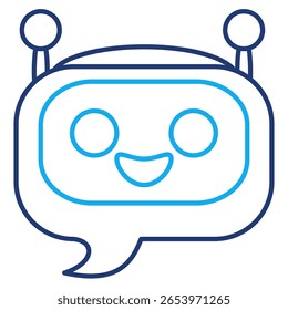 AI assistant icon icon represented by bot, robot, Dual Line style.