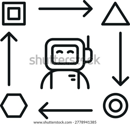 Ai assistant robot icon arrow triangle circle