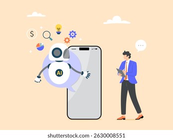 AI assistant and user conversation. Artificial intelligence
