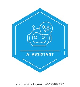 Ícone do vetor do assistente do AI. Robot Face com Bolhas Pensantes. Assistente virtual, Automação de tarefas com IA, Aprimoramento da produtividade, Soluções Smart Assistant.