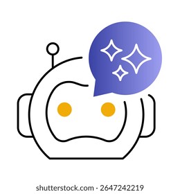 Ícone do AI Assistant Vetor. Assistente virtual inteligente, aumento da produtividade, automação de tarefas, suporte com IA, Ferramentas de assistente inteligente.