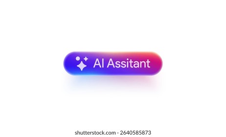 AI Assitant button. Rewrite prompt pushbutton. Generate artificial intelligence toggle. LLM magic stars logo. Machine learning text generator. Chatbot assistant. UI design. Vector illustration. 