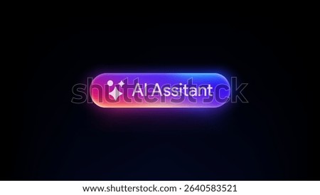 AI Assitant button. Rewrite prompt pushbutton. Generate artificial intelligence toggle. LLM magic stars logo. Machine learning text generator. Chatbot assistant. UI design. Vector illustration. 