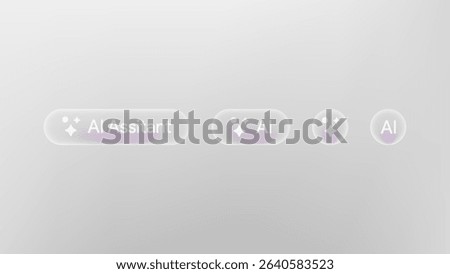 AI Assitant button. Rewrite prompt pushbutton. Generate artificial intelligence toggle. LLM magic stars logo. Machine learning text generator. Chatbot assistant. UI design. Vector illustration. 