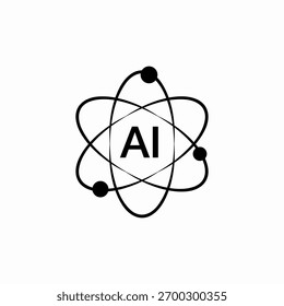 Vector de signo de icono de molécula de átomo de IA