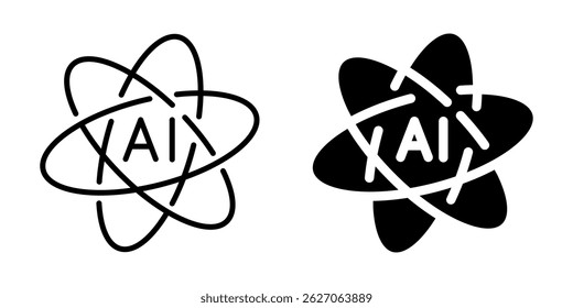 Ai atomic orbit logo icon. Linear and silhouette style.