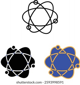 AI Atomic Technology Icon set – Atom Structure Symbol for Quantum Computing, Scientific Research, and Digital Innovation with Transparent Background.