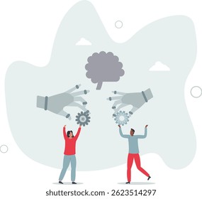 AI and automation revolution with artificial intelligence .Modern technology for smart digitization and automatic production process. character life .