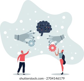 AI and automation revolution with artificial intelligence .flat vector illustration.life and employment of people.