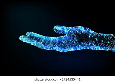 AI Automation Technology with Digital Human Hand and Gear