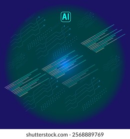 ai background blue, data tech, circuit board