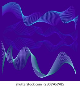 Circuito de fondo de aire, tecnología de datos de línea de onda azul oscuro, fondo azul abstracto	
