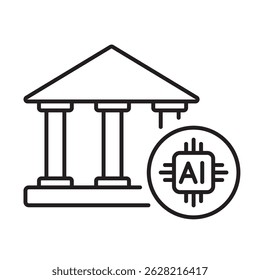 Ikone der KI-Banklinie, mit editierbarem Strich, ideal für Fintech-Dashboards, neuronale Finanzierungsplattformen und intelligente Transaktionssysteme
