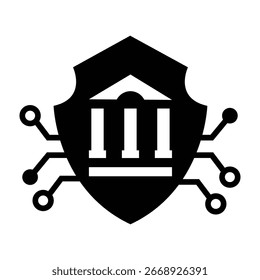 Icono de seguridad bancaria de IA – Símbolo de protección cibernética y Fintech