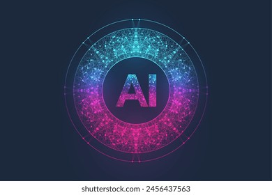 Concepto de Anuncio de IA en el estilo digital. Elemento De Diseño De Ideas Generativas Para La Tecnología En Internet. Concepto de Tecnología Futurista