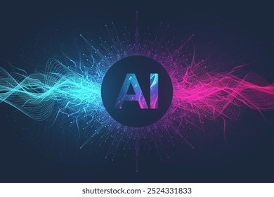 Conceito de banner de IA no estilo digital. Elemento De Design De Ideias Gerativas Para Tecnologia De Internet. Conceito de tecnologia futurista Inteligência artificial