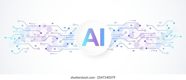 AI Banner Concept In The Digital Style. Generative Ideas Design Element For Internet Technology. Futuristic Technology Concept Artificial Intelligence.