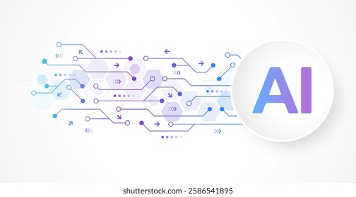 AI Banner Concept In The Digital Style. Generative Ideas Design Element For Internet Technology. Futuristic Technology Concept Artificial Intelligence.