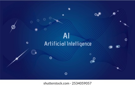 ai banner waves , artificial intelligence , hi tech , circuit template, data system