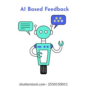 Ícone de feedback baseado em IA. Ícone Inteligência Artificial na Educação. Ilustração do ícone de e-learning. Educação e aprendizagem com IA.