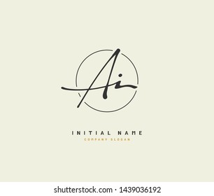 A I AI Beauty vector initial logo, handwriting logo of initial signature, wedding, fashion, jewerly, boutique, floral and botanical with creative template for any company or business.