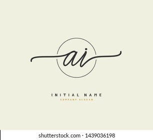 A I AI Beauty vector initial logo, handwriting logo of initial signature, wedding, fashion, jewerly, boutique, floral and botanical with creative template for any company or business.