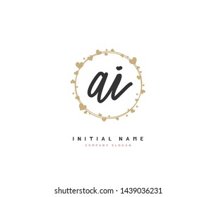 A I AI Beauty vector initial logo, handwriting logo of initial signature, wedding, fashion, jewerly, boutique, floral and botanical with creative template for any company or business.