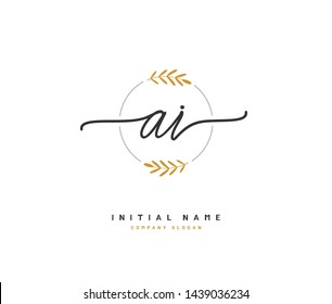 A I AI Beauty vector initial logo, handwriting logo of initial signature, wedding, fashion, jewerly, boutique, floral and botanical with creative template for any company or business.
