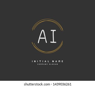 A I AI Beauty vector initial logo, handwriting logo of initial signature, wedding, fashion, jewerly, boutique, floral and botanical with creative template for any company or business.