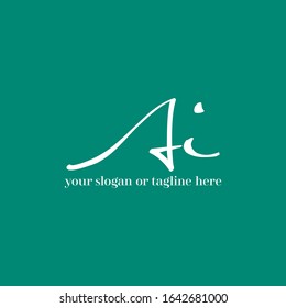 A I AI Beauty vector initial logo, handwriting logo of initial signature, wedding, fashion, jewerly, boutique, floral and botanical with creative template for any company or business.