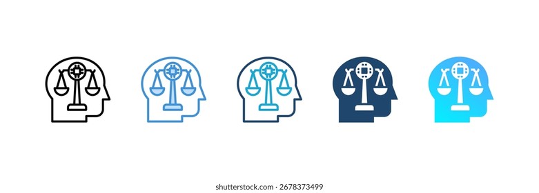 Icono de mitigación de sesgo de Ai establecido colección de estilos múltiples