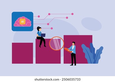 AI Big Data análisis predictivo Ilustraciones vectoriales planas 2d