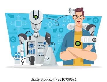 AI- und Biotechnologie-Konzept für Vektordesign